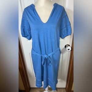 Boden Women’s Belted Shirt Dress Midi Dress Blue Short Sleeve Size 6L (Small)